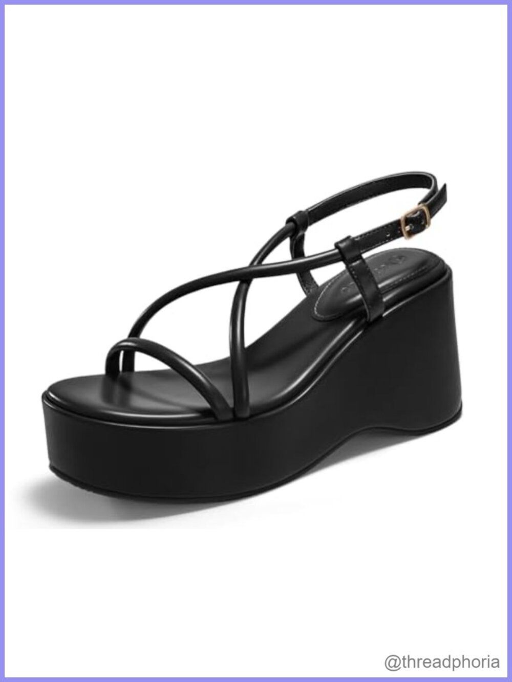 Faux Leather Platform Wedge Slingback Sandals Open Toe Buckle Wedding